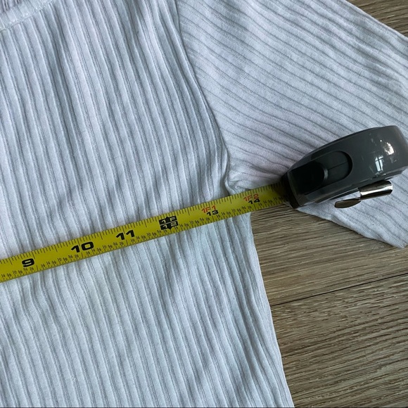 TOPSHOP Crop Top White Boatneck Short Sleeve Ribbed Lightweight Small - Picture 7 of 10